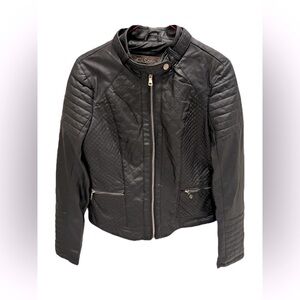 Ci Sono By Cavalini Womens Motorcycle Bomber Jacket Padded Vegan Leather Small